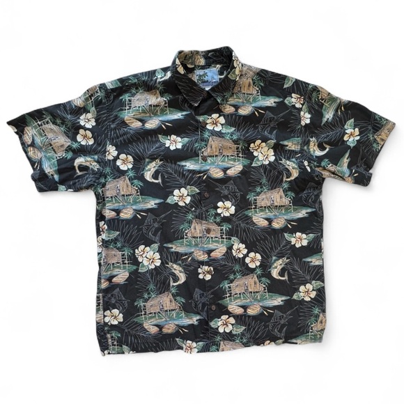 AFTCO Bluewater Men's XL Hawaiian Fishing VTG 80's Button Down USA Made - Picture 1 of 5